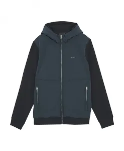 Спортивная гибридная толстовка с капюшоном и рукавами реглан. Lyle & Scott, синий