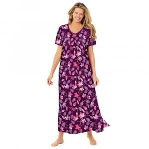 Женская длинная футболка-лежак Dreams & Co. больших размеров, цвет Dark Berry Foliage