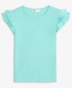 Топ с рюшами на рукавах и ажурной вязкой для девочек Little & Big Girls Epic Threads, синий