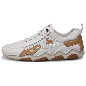 BECK Амортизирующие нескользящие износостойкие дышащие и легкие низкие кеды унисекс бело-коричневые [брендовые носки в подарок], цвет White Brown[Free Brand Socks]