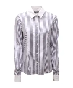 Рубашка от кутюр белого цвета с синими полосками Moschino, синий