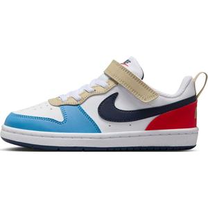 Court Borough нескользящие износостойкие низкие детские ботинки White/Blue/Red для малышей Nike, белый/синий/красный