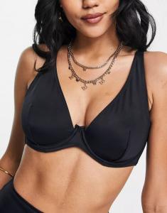 Черный бикини-топ на косточках с завышенной грудью ASOS Maya