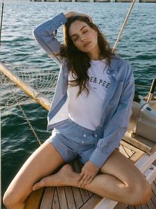 Бойфренд рубашка в полоску Chelsea Peers, Blue/White