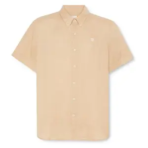 Рубашка с коротким рукавом из льна Timberland Mill Brook, бежевый