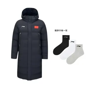 Унисекс черная куртка пуховик для бадминтона LINING, черный