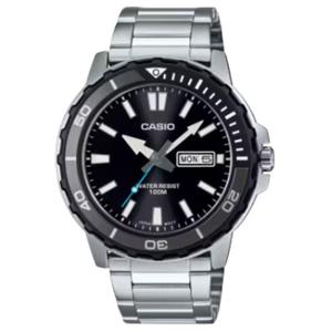 CASIO Стандартные кварцевые часы с нержавеющим браслетом унисекс черный циферблат