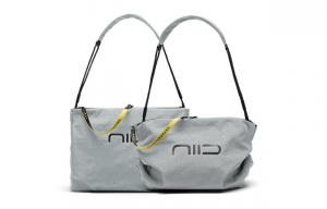 NIID Сумка-шоппер из полиэстера с наплечным ремнем и перекидной лямкой унисекс в разноцветном исполнении с принтом туб и труб, Gray Reverse Yellow