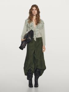 Струящаяся блузка с воланами на горловине - студия Massimo Dutti, аквамарин