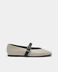 Женские плоские балетки с ремешком и пряжкой, однотонные Parfois, светло-бежевый