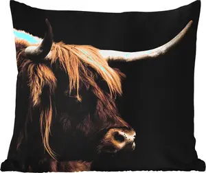 Подушка для улицы - Шотландский горный скот - Животные - Корова - 40 x 40 см - Водонепроницаемая - Подушка для отдыха - Подушка - Внутренняя обивка с изображением MuchoWow