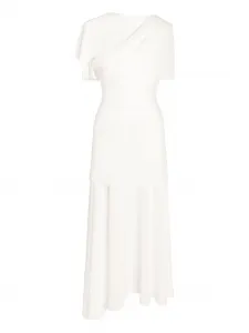 Драпированное платье миди асимметричного кроя Post Meridiem, белый