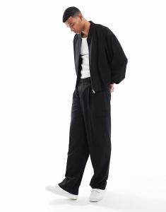 Элегантные брюки-карго широкого кроя черного цвета Asos Design