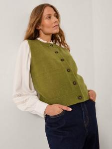 Брук Топ-майка с вязаными пуговицами Monsoon, Green