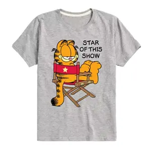 Футболка с принтом «Гарфилд, звезда этого шоу» для мальчиков 8-20 лет Licensed Character, серый