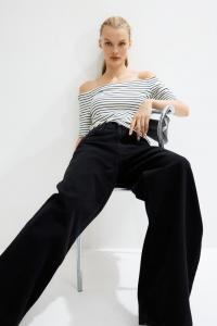 Рубашка из джерси с открытыми плечами H&M, белый