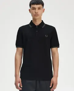Мужская поло с коротким рукавом и контрастной отделкой Fred Perry, черный