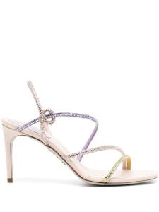 René Caovilla босоножки с кристаллами, нейтральный цвет