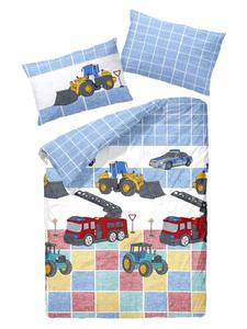 Комплект постельного белья из перкаля, 2 предмета, 100x135 см, с рисунком пожарных и полиции, разноцветный JACK, 100x135 см