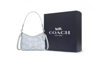 COACH Сумка через плечо из лакированного холста малая женская ледяной голубой