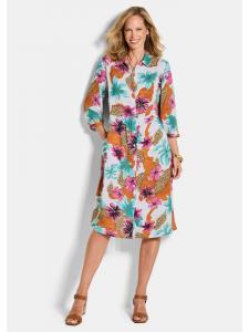 GOLDNER Платье-рубашка/блузка с цветочным леопардовым принтом, выполненное в ярких/узорчатых тонах