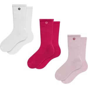 Повседневные носки мид-кальф Unisex 3 пары Lululemon, 3 Pack (Mist Pink/белый/Magenta/PKHZ/WHT/MGTS)