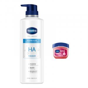 Наборы для ухода Unisex Vaseline, hyaluronic acid shower gel 500ml + розовый 7g