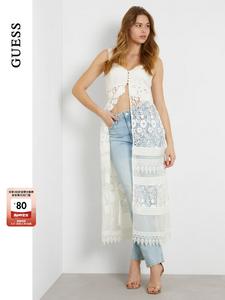 Платье кружевное Guess с разрезами, белый