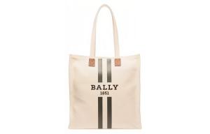BALLY Сумка-шоппер Cotton With Cow Leather белая женская