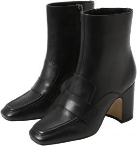 Женские средние сапоги Miss Left, закрытый квадратный носок, средний массивный каблук, на молнии, ботильоны, формальные, для работы и бизнеса, зимние, с нашивками, размеры 4-16 US, Black