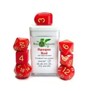 Набор Poly — непрозрачный красный с желтым и Arch'd4 (7), Game Dice - Opaque (Role 4 Initiative)