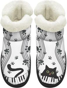 Зимние ботинки KEIAHUAN для женщин, уличная обувь для зимы, теплые ботинки с меховым воротником, Black Cat Music