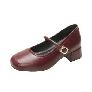 Aimilian Женские туфли Мэри Джейн на массивном каблуке — бордовые, цвет Burgundy