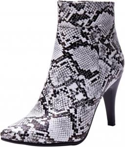 Элегантные женские ботильоны с принтом змея, на шпильке, из металлической кожи, с заостренным носком, праздничные ботинки Cantianshu, 69 Grey