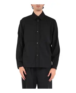 Рубашка из чистой шерсти с карманами на пуговицах. Laneus, черный