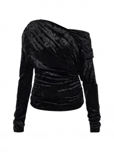 Топ на одно плечо с длинным рукавом Ganni, черный