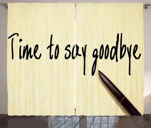 Винтажная деревенская штора ABAKUHAUS Время прощаться, универсальные ленточные шторы для гостиной с петлями и крючками, 280 x 225 см, светло-желтый/черный Abakuhaus