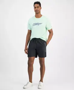 Мужские плавки с поясом-шнурком и логотипом, 7" Tommy Hilfiger, черный