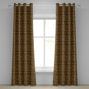 Штора на люверсах ABAKUHAUS Zambia, повторяющийся рисунок с изображением диких тропических животных, декоративная, двухпанельная, 280 см x 225 см, цвет: бледно-карамельный, темно-коричневый Abakuhaus