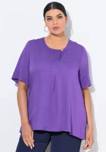 Блузка с планкой, круглым вырезом и короткими рукавами Ulla Popken, Amethist