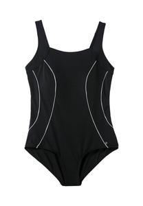 Купальник со вставкой из сетки Power Mesh и регулируемыми бретелями sheego, цвет Schwarz-Weiß