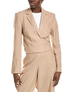 BCBGMAXAZRIA Укороченная куртка из льняной смеси с завязкой спереди, коричневый