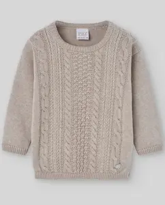 Детский свитер с вышивкой из коллекции Setitas Paz Rodríguez, бежевый