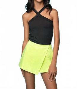 Асимметричная юбка-шорты из искусственной замши цвета лайм Mia, Lime