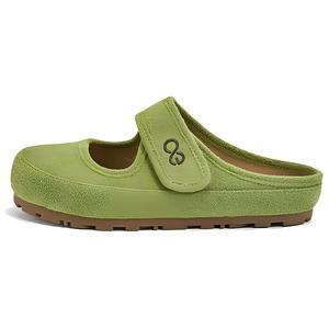 Женские сандалии с закрытым носком и резиновой подошвой, прошитые, противоскользящие LINGPAO, Green