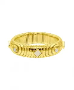 Высокий браслет омега с покрытием из 14-каратного золота и цветными камнями Adornia, white