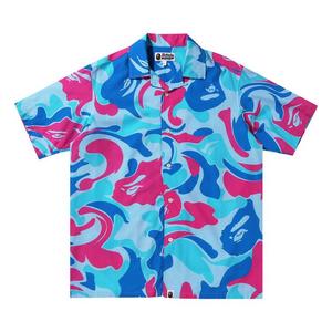 Рубашка BAPE Marble Camo Open Collar Short-Sleeve Shirt, Blue