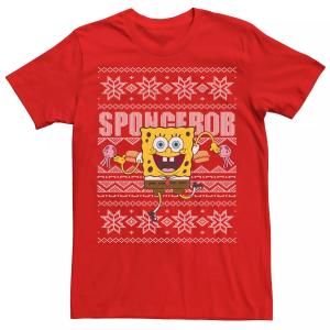 Мужская футболка-свитер Nickelodeon SpongeBob SquarePants Dancing Ugly Christmas, Red Licensed Character, красный