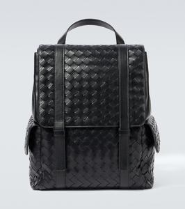 Кожаный рюкзак Back To School Intrecciato Bottega Veneta, Black-Silver