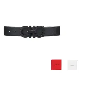 Ferragamo Кожаный ремень из коровьей кожи мужской черный ширина 3,5 см